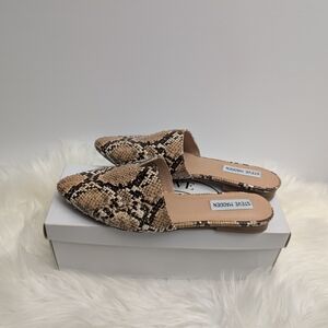Steve Madden Beige Snake Print Pointed Mules